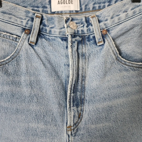 Agolde | Ultra High Rise Raw Hem Long Denim Shorts - Size 25 - Picture 4 of 9